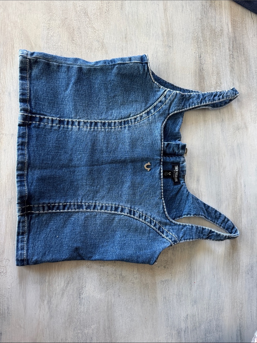 NWOT True Religion Denim cropped Tank S Blue